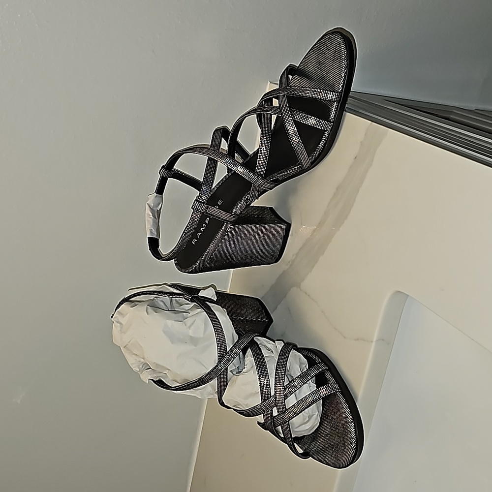 Rampage Black Metallic 'Emilia' sandals. BNWT. Never worn.